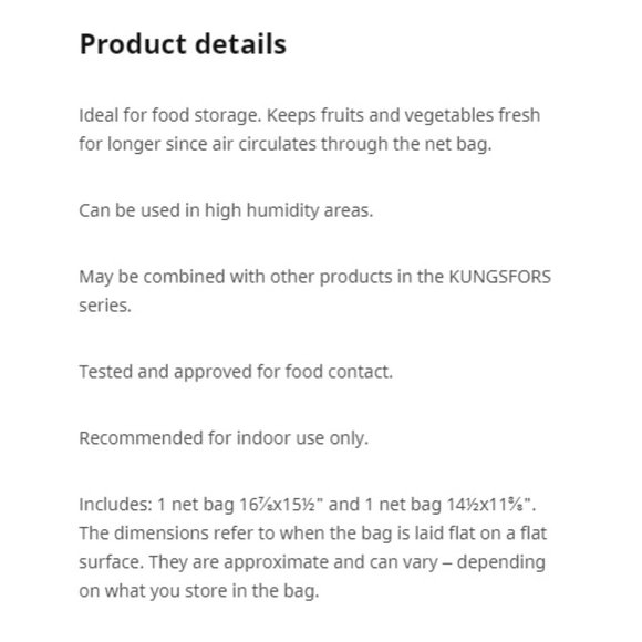 IKEA KUNGSFORS Mesh bag, set of 2, natural - Picture 16 of 17